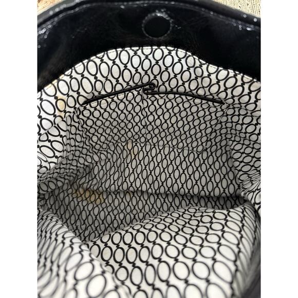 HOBO Black Patent Leather Large Double Handle Purse Magnetic Closure Pockets - Picture 14 of 16